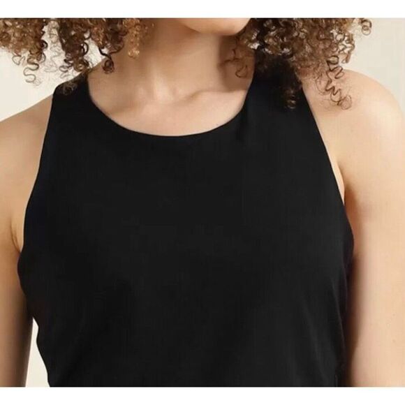 DKNY SPORT - MWT - L Sz XL Racerback Metallic Logo Cropped Tee in Black - Picture 8 of 15